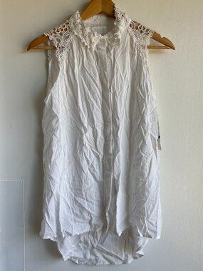 NWT Guess Los Angeles White Lace Sleeveless Blouse Girls XL 16 XS